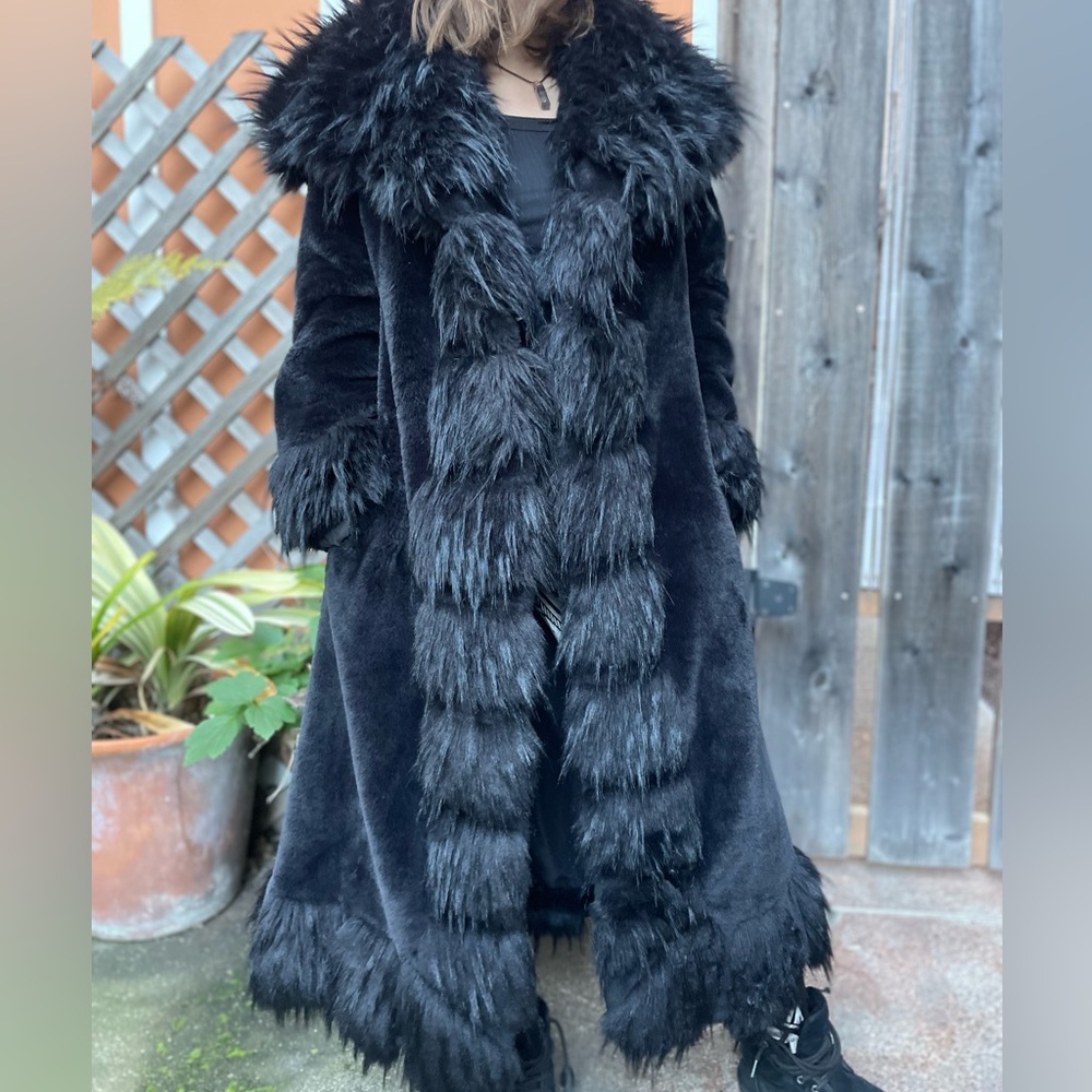 Faux fur maxi coat